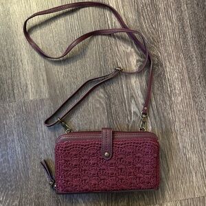 The Sak Elegant Burgundy Crossbody Bag crochet wallet